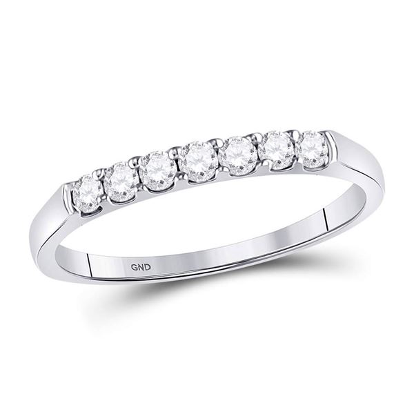 Diamond Single Row Wedding Band 1/4 Cttw 14kt White Gold