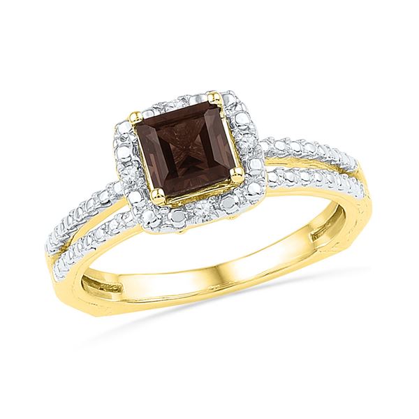 Princess Lab-Created Smoky Quartz Solitaire Ring 3/4 Cttw 10kt Yellow Gold