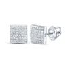 Image 1 : Princess Diamond Square Earrings 1-1/2 Cttw 14kt White Gold