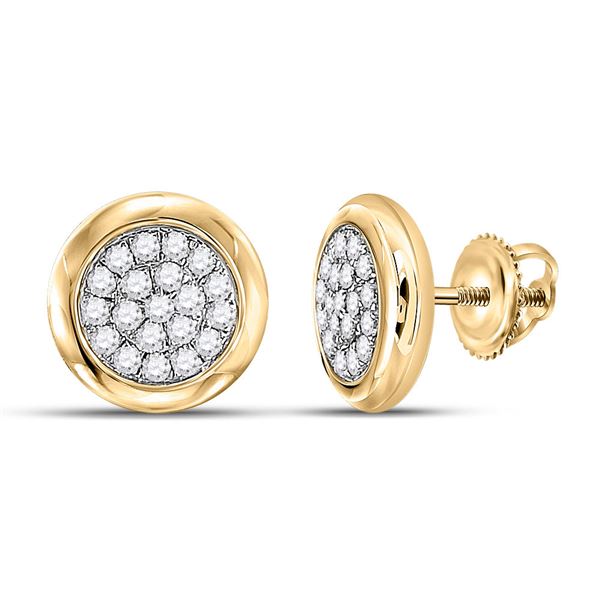 Diamond Cluster Earrings 1/4 Cttw 10kt Yellow Gold