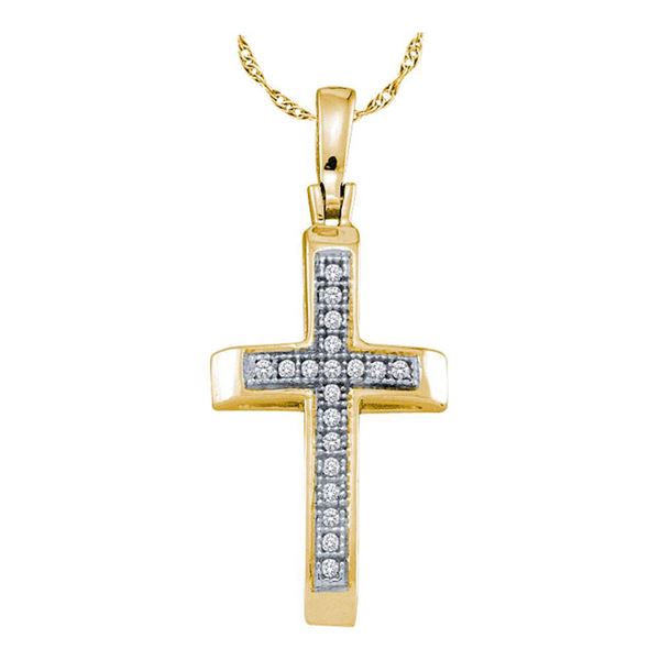 Diamond Cross Pendant 1/20 Cttw Yellow-tone Sterling Silver