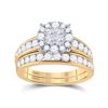 Image 1 : Princess Diamond Bridal Wedding Ring Band Set 1-3/8 Cttw 14kt Yellow Gold