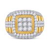 Image 2 : Mens Diamond Ribbed Square Cluster Ring 5 Cttw 14kt Yellow Gold