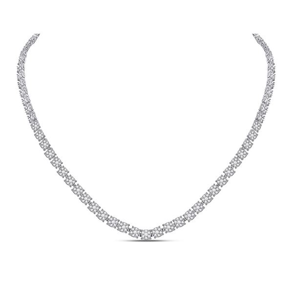 Diamond Flower Cluster Tennis Necklace 8-1/4 Cttw 14kt White Gold