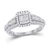 Image 1 : Diamond Square Cluster Ring 7/8 Cttw 14kt White Gold