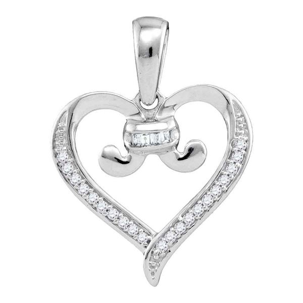 Diamond Bound Tied Heart Pendant 1/12 Cttw 10kt White Gold