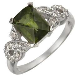 RING 1.75ctw ACA CERTIFIED DIAMOND & GREEN TOURMALINE