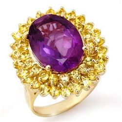 RING 10.25ctw ACA CERTIFIED YELLOW SAPPHIRE & AMETHYST