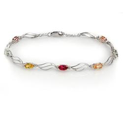 BRACELET 3.02ctw CERTIFIED DIAMOND & MULTI-SAPPHIRE