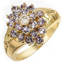 CERTIFIED 1.04ct DIAMOND & TANZANITE RING YELLOW GOLD