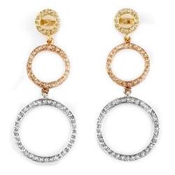 ACA CERTIFIED 2.0ctw DIAMOND EARRINGS THREE-TONE GOLD