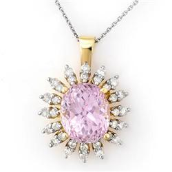 NECKLACE 8.68ctw ACA CERTIFIED DIAMOND & KUNZITE GOLD