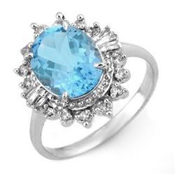 FINE 3.95ctw ACA CERTIFIED DIAMOND & BLUE TOPAZ RING