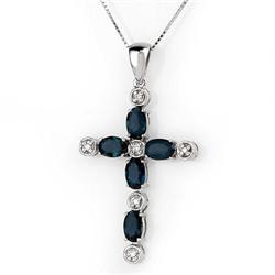 NECKLACE 3.15ctw ACA CERTIFIED DIAMOND & BLUE SAPPHIRE