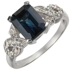 FINE 3.25ctw ACA CERTIFIED DIAMOND & BLUE SAPPHIRE RING