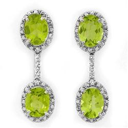 ACA CERTIFIED 8.10ctw DIAMOND & PERIDOT EARRINGS GOLD