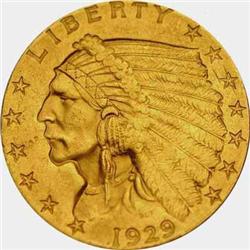 1929 Indian Head US $2.5 PCGS Certified Gold Coin MS62