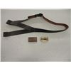 Image 2 : WINCHESTER / GUN BELT BUCKLES + LEATHER SHOULDER STRAP.