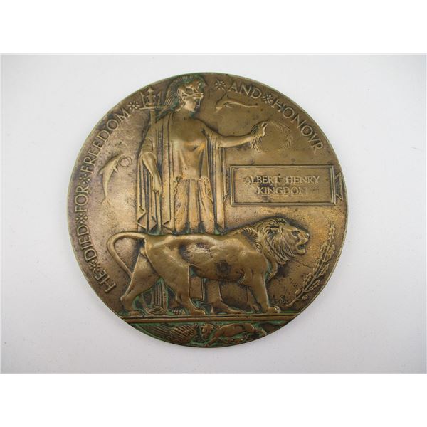 WWI BRITISH NAMED DEATH PENNY