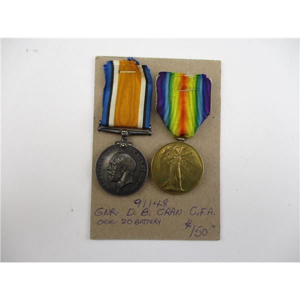 NAMED CANADIAN WWI MEDALS