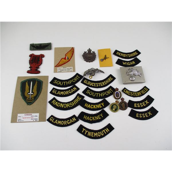 ASSORTED MILITARY BADGES ETC LOT