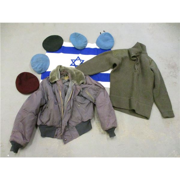 ASSORTED MILITARY CLOTHING/FLAG LOT