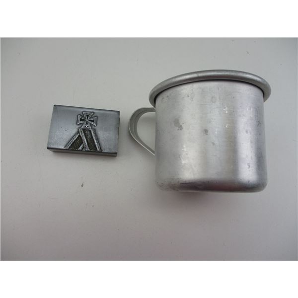 WWII TYPE GERMAN CUP + MATCH HOLDER