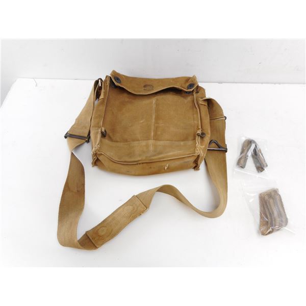 WWI/WWII BRITISH GAS MASK BAG + RANK