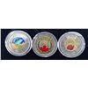 Image 1 : Lot of 3 Coloured Commemorative Coins: 2 Toonie, 1 Loonie