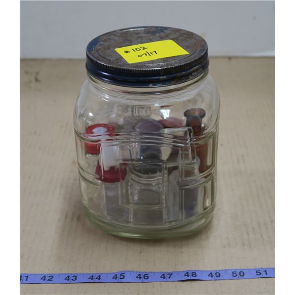 Jar with misc. Bottles