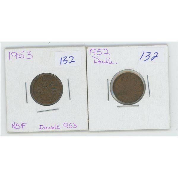 1952 & 1953 Canadian 1 Cent Coins