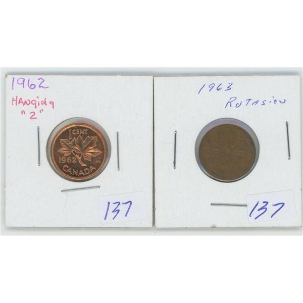 1962 & 1963 Canadian 1 Cent Coins