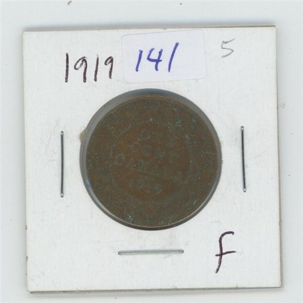 1919 Canadian 1 Cent Coin F