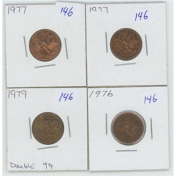 1976 & 2 1977 & 1979 Canadian 1 Cent Coins