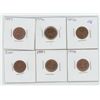 Image 1 : 6 1996 - 2000 Canadian 1 Cent Coins