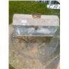 Image 6 : Metal tool box comes with vintage tools, car jacks, oil funnels 20"