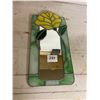 Image 1 : stained glass & center mirror 8" X 17