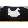 Image 1 : milk glass hen on a nest