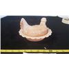 Image 1 : pink milk glass hen on a nest