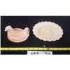 Image 3 : pink milk glass hen on a nest