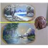 Image 1 : Lot of 2 Wooden Paintings & Wall Hanging