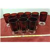 Image 1 : 12 Red Pedestal Glasses