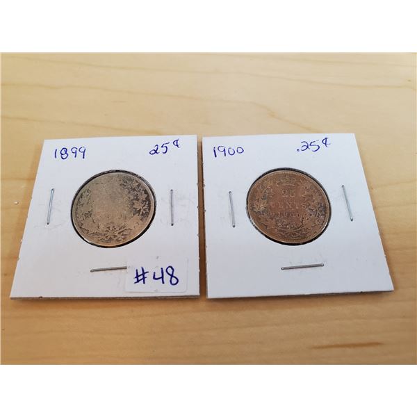 1899 + 1900 Canadian 25 cents
