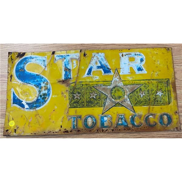 TIN "STAR TOBACCO" SIGN 2"X1"