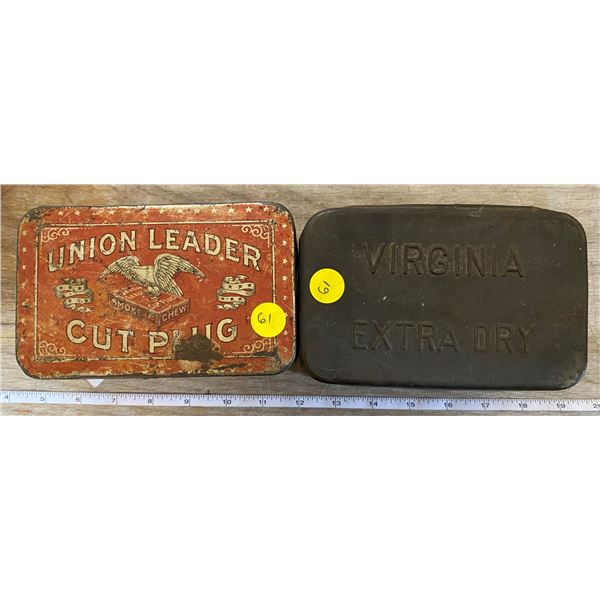 VIRGINIA AND UNION LEADER TOBACCO TINS