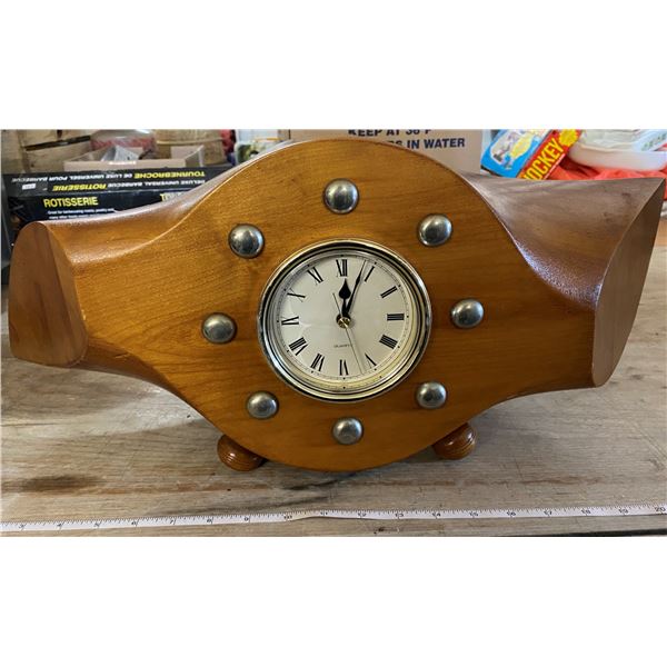WOODEN AIRPLANE PROPELLER MADE INTO CLOCK SIGNED BY PREVIOUS OWNERS SINCE 1947