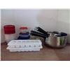 Image 1 : Lagostina Pots, Tupperware, Scissors , Mug