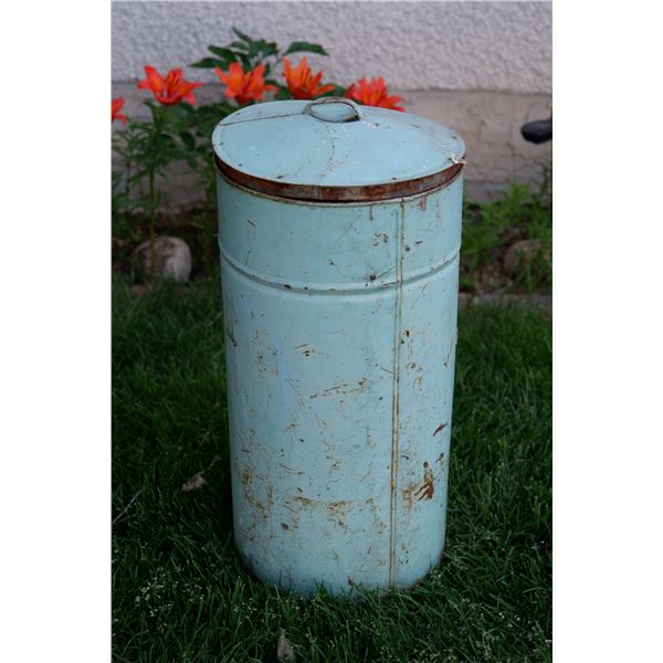 Vintage Metal Flour Container w/Lid, 40" tall