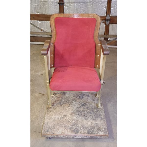 Vintage Theatre Chair, Refurbished on Wheeled Platform