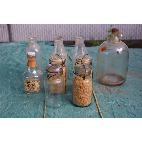 Lot of Vintage Glassware: Milk Bottles, Sealers, Heinz etc.